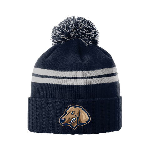 Fighting Wiener Dogs Navy Knit Hat with Pom